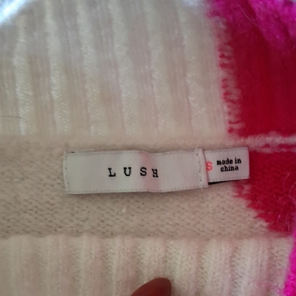 Lush Vibrant Pink and Brown Colorblock Sweater - Picture 2 of 6